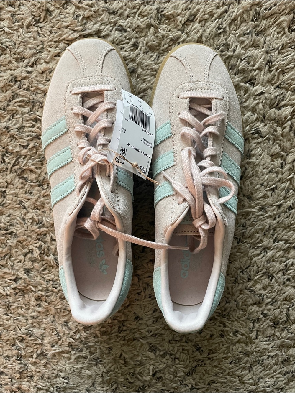 adidas Women's Sneakers - Cream with Mint Stripes